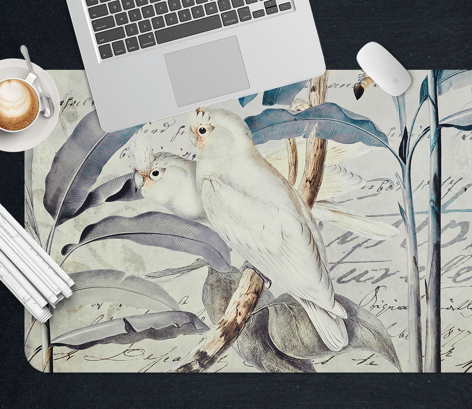 3D Bird Leaves 5232 Andrea Haase Desk Mat