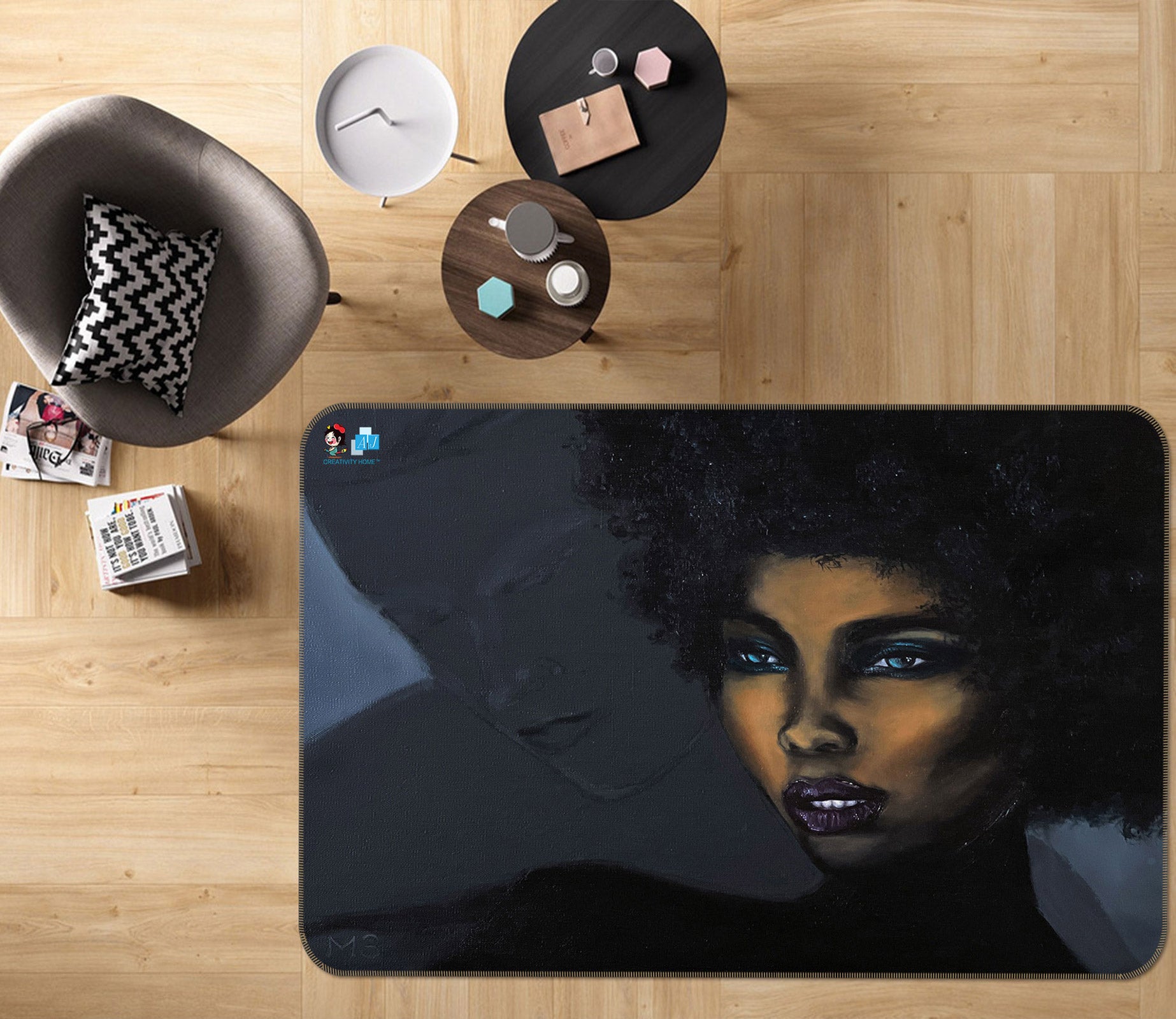 3D Black Woman 96230 Marina Zotova Rug Non Slip Rug Mat