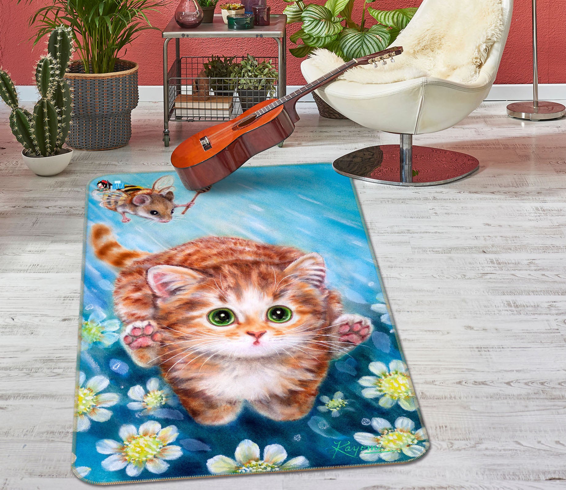 3D Cat Mouse 5674 Kayomi Harai Rug Non Slip Rug Mat