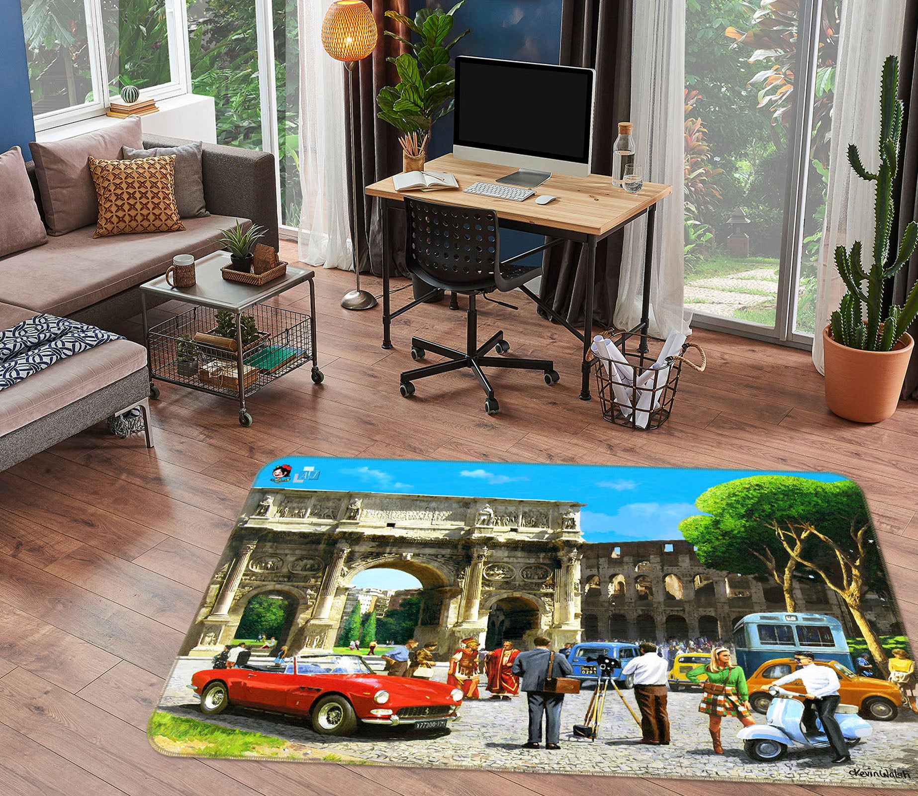 3D Building Car 022 Kevin Walsh Rug Non Slip Rug Mat