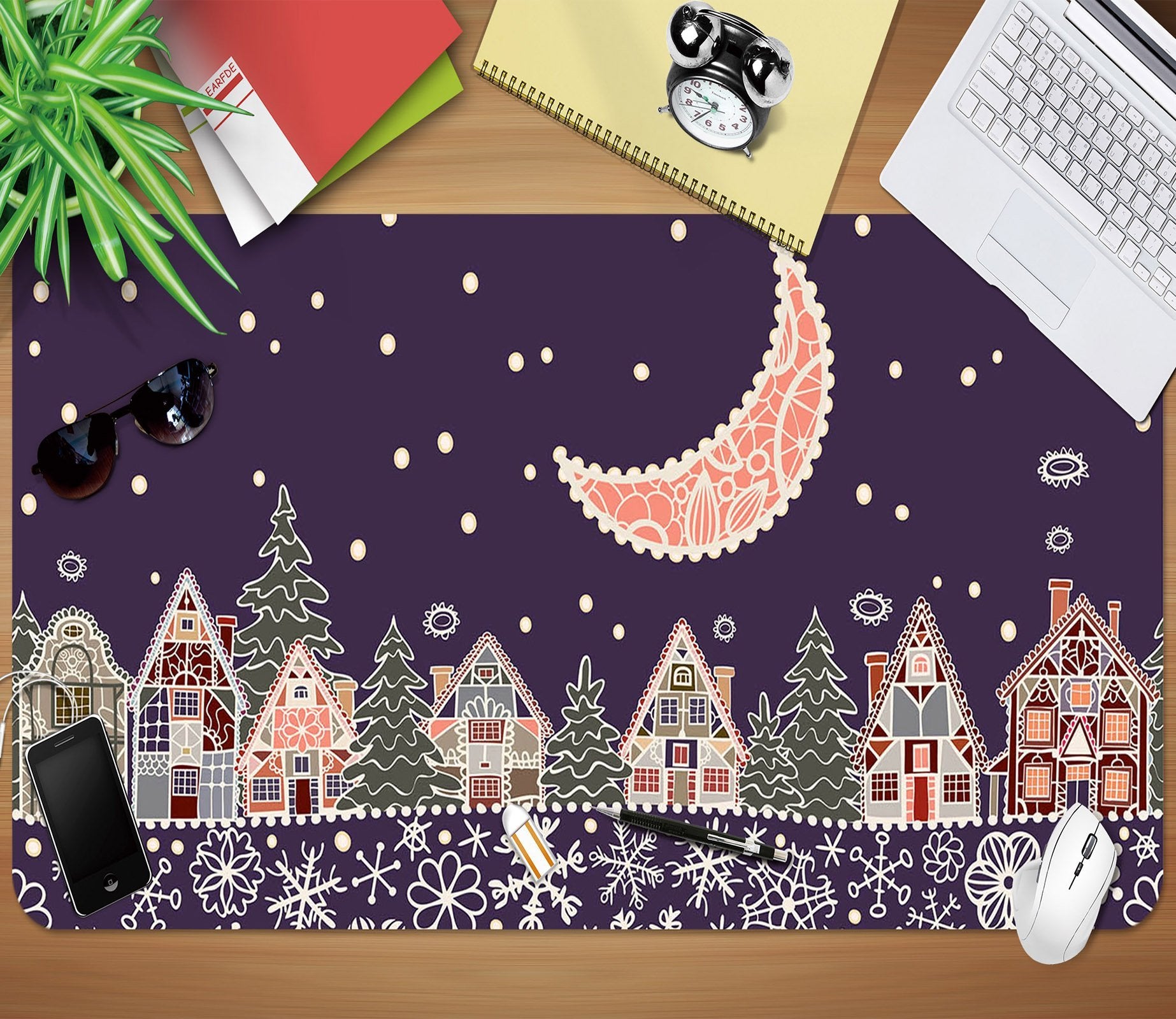 3D Cartoon Moon Lace 025 Desk Mat