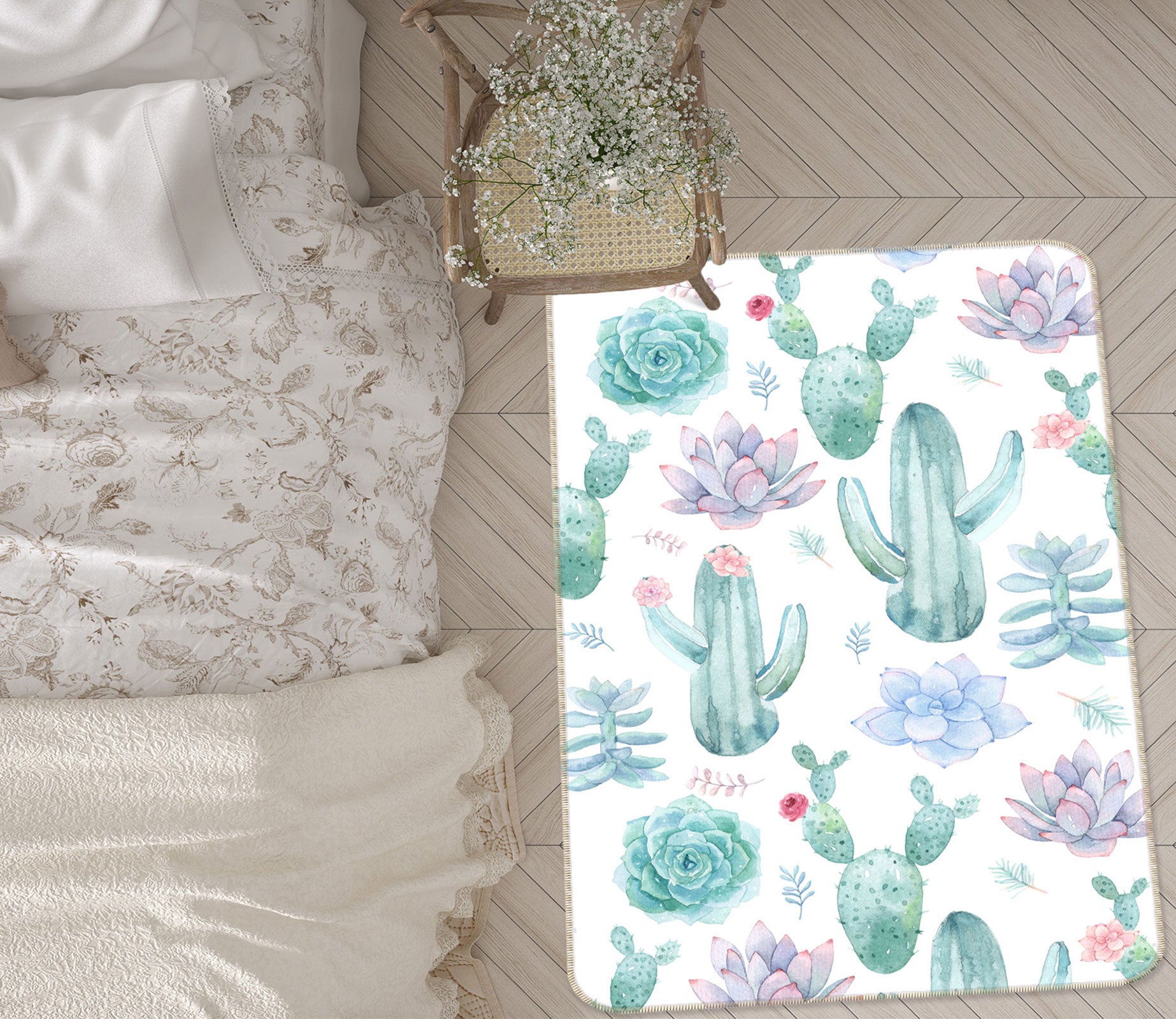 3D Cactus Succulents 163 Uta Naumann Rug Non Slip Rug Mat