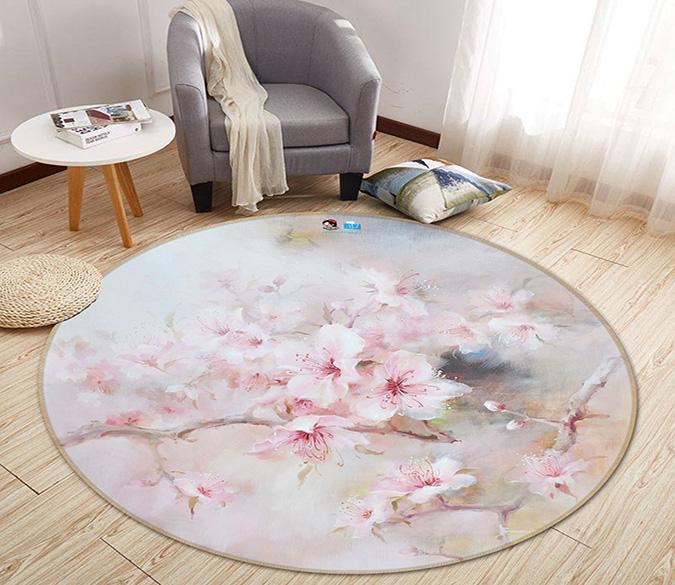 3D Beautiful Peach 082 Round Non Slip Rug Mat